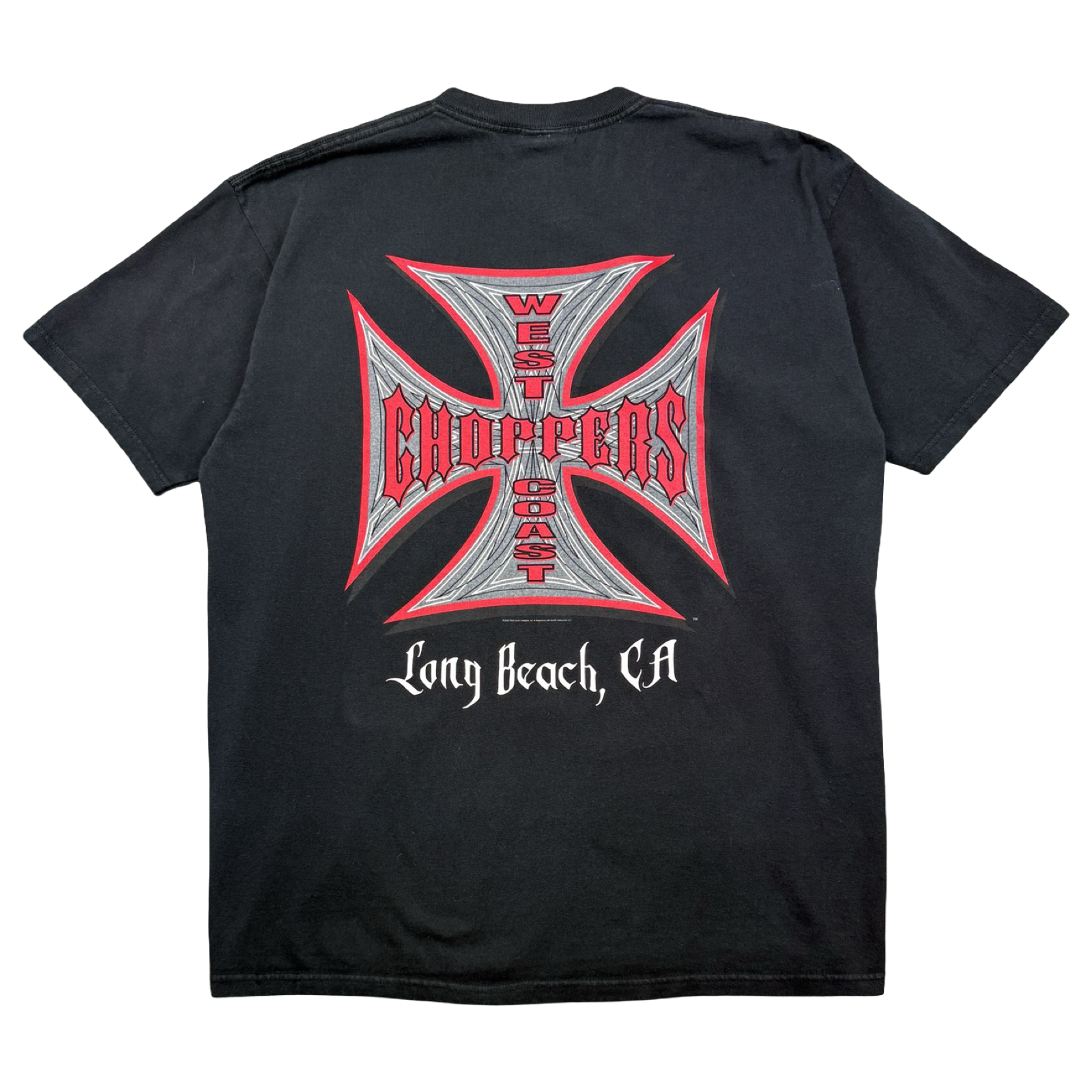 Vintage West Coast Choppers Pinstripe Cross Logo Tee Black/Red