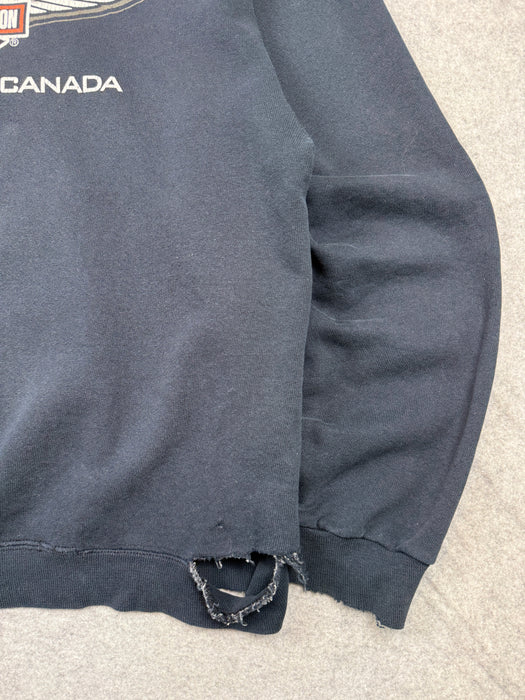 Vintage Harley Davidson Flame Spell Out Distressed Sweatshirt Black | Vitnage Clothing Store Canada