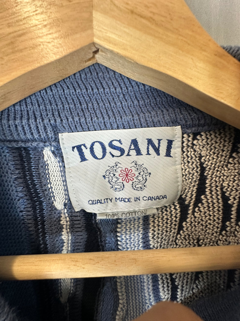 Vintage Tosani 3D Textured Knit Sweater Blue