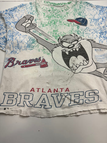 (M) Vintage '93 AOP Atlanta Braves Cropped Tee White