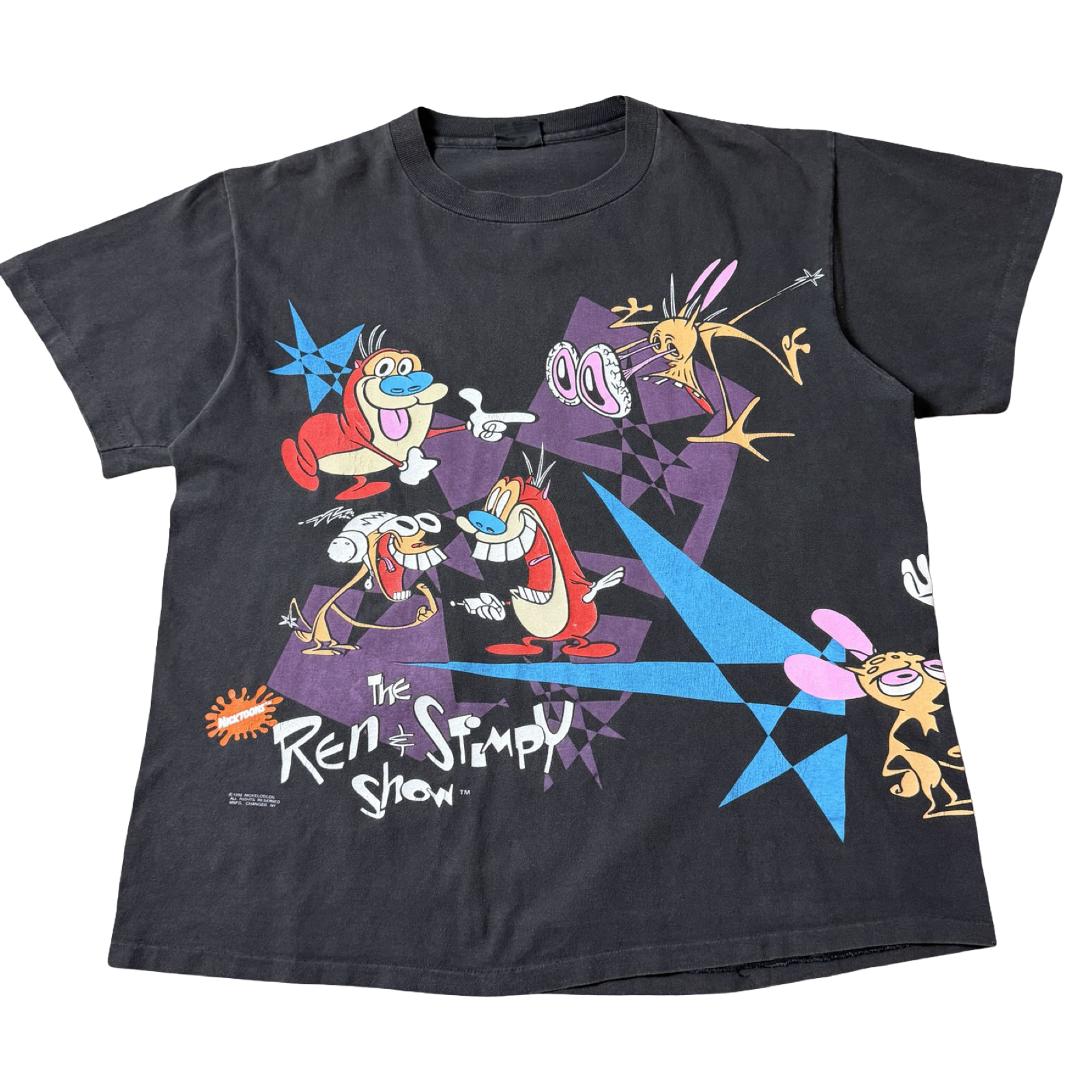 1992 Vintage Nickelodeon The Ren & Stimpy Show Tee Black