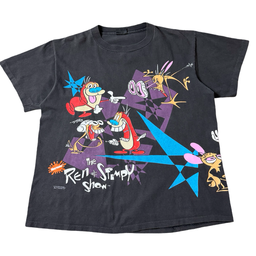 1992 Vintage Nickelodeon The Ren & Stimpy Show Tee Black | Vintage Clothing Store Canada