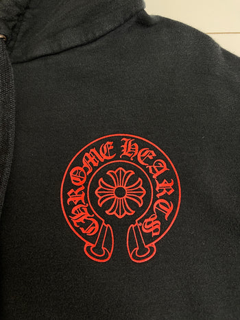 Chrome Hearts Website Exclusive Horse Shoe Hoodie Black/Red (USED)