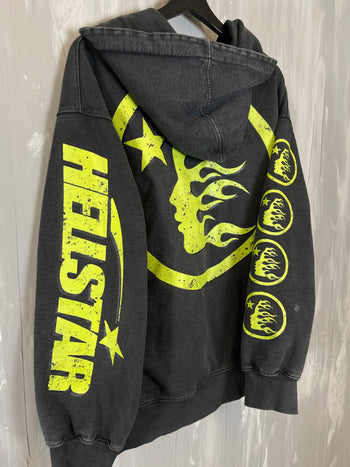 Hellstar Zip-Up Hoodie Washed Black/Green (USED)