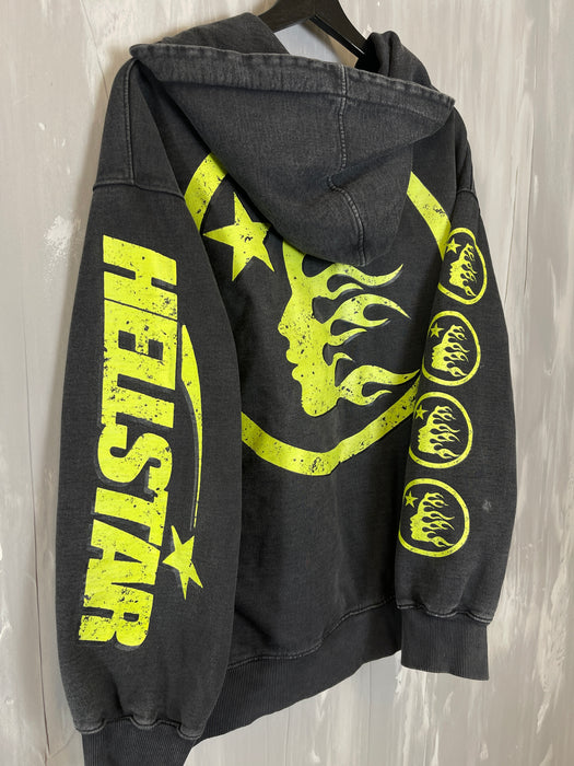 Hellstar Zip-Up Hoodie Washed Black/Green (USED) | Vitnage Clothing Store Canada