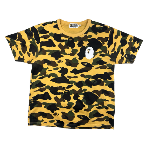 BAPE Multilogo Camo Tee Yellow (USED) | Vintage Clothing Store Canada
