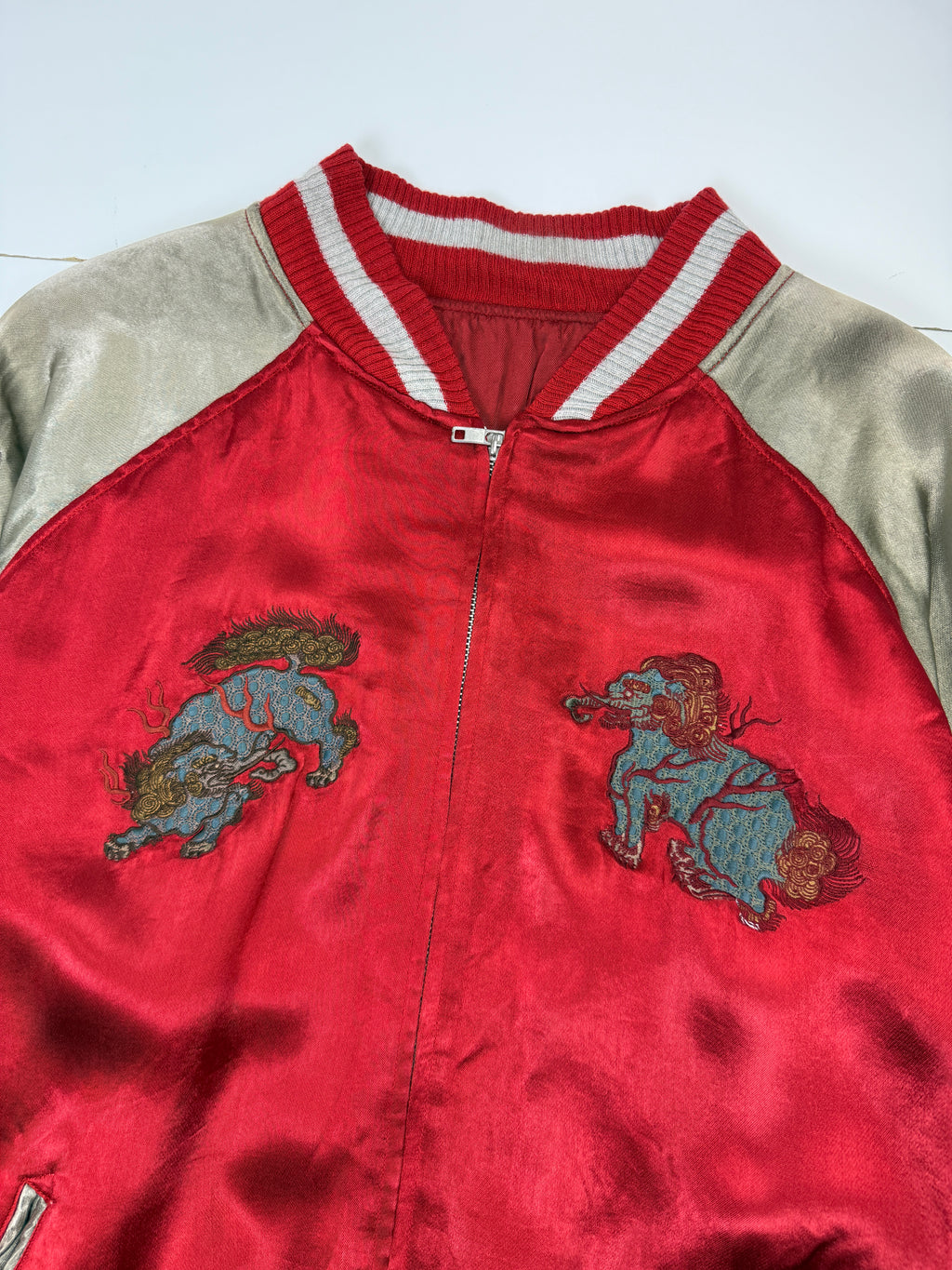 Vintage Embroidered Japanese Reversible Souvenir Jacket Red