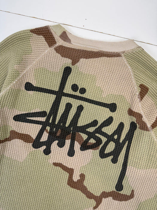 Stussy Raglan Thermal L/S Tee Sand Camo (USED) | Vitnage Clothing Store Canada