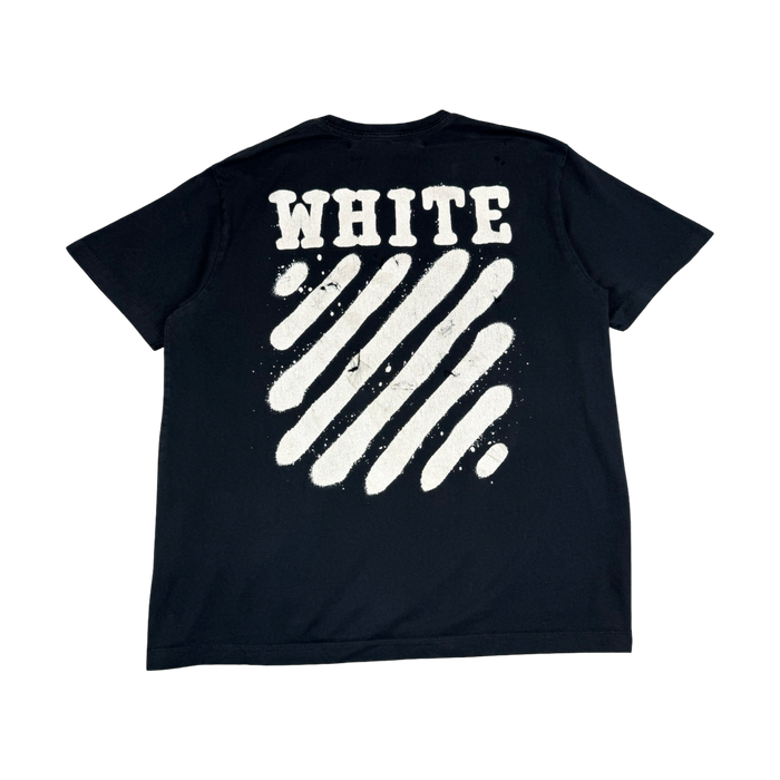 Off White x SSENSE Diagonal Spray Paint Tee Black (USED) | Vitnage Clothing Store Canada