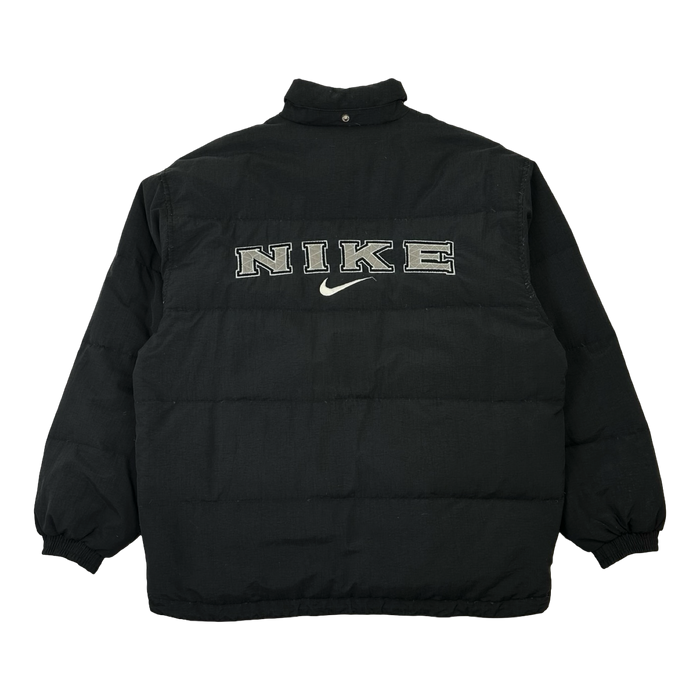 Vintage Nike Spellout Puffer Jacket Black | Vitnage Clothing Store Canada