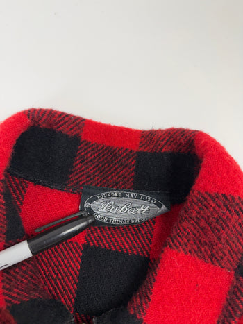 Vintage Labatt Wildcat Wool Plaid Flannel Jacket Red
