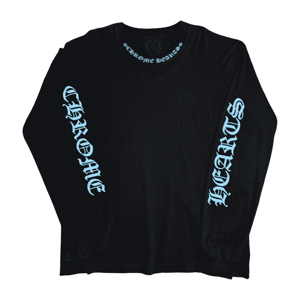 Chrome Hearts Neck Script Logo L/S Tee Black/Blue