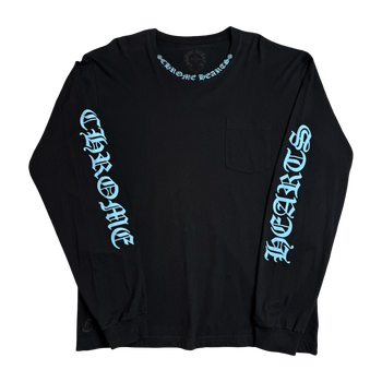 Chrome Hearts Neck Script Logo L/S Tee Black/Blue