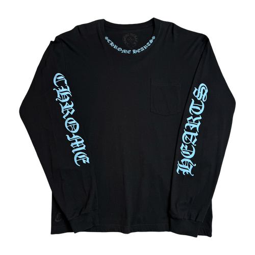Chrome Hearts Neck Script Logo L/S Tee Black/Blue | Vintage Clothing Store Canada