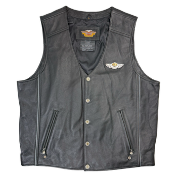 Vintage Harley Davidson 100th Anniversary Leather Vest Black