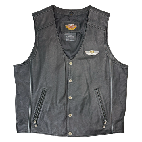 Vintage Harley Davidson 100th Anniversary Leather Vest Black | Vintage Clothing Store Canada