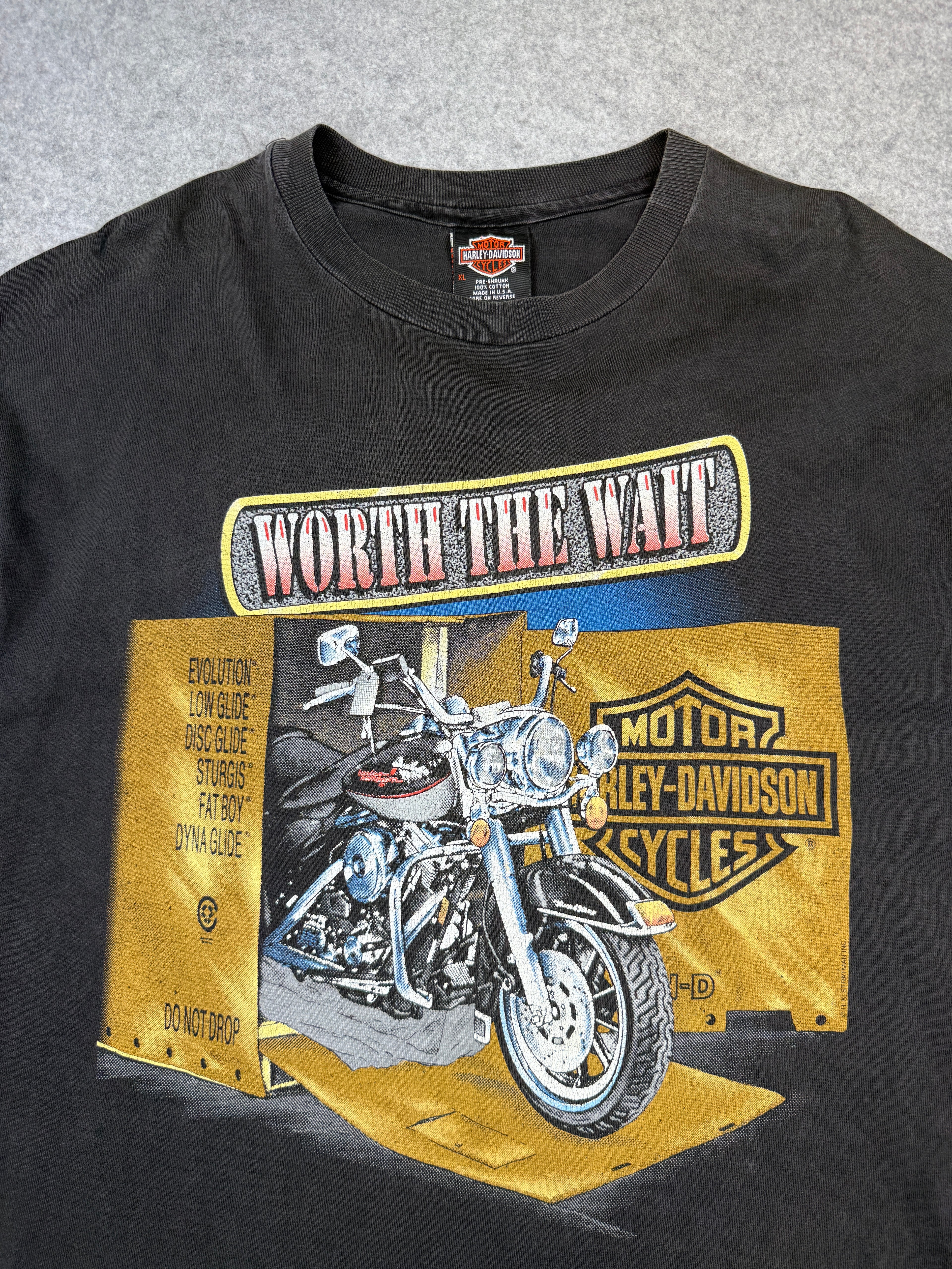 Vintage Harley Davidson Worth The Wait Tee Black