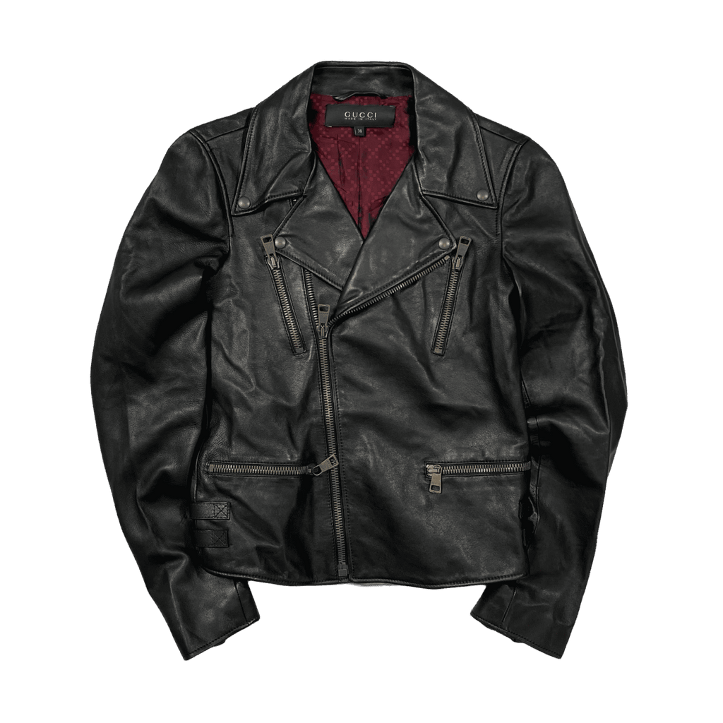 Women's Gucci Leather Bike Jacket Black (USED)