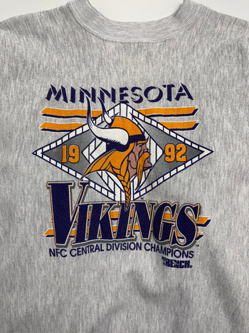 Vintage Minnesota Vikings Sweatshirt Light Grey