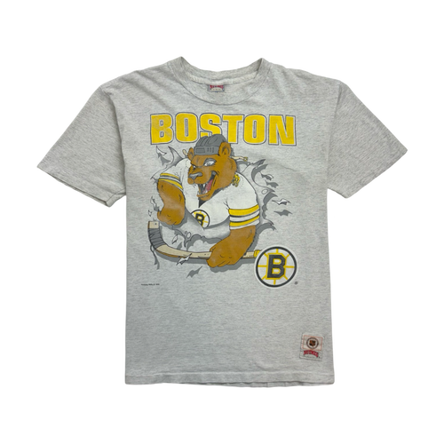 (L) Vintage 90s Boston Bruins Tee Light Grey | Vintage Clothing Store Canada