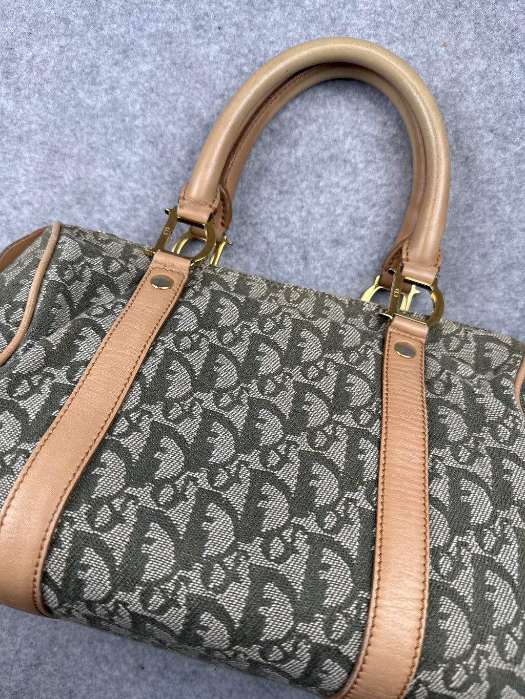 Christian Dior Diorissimo Canvas Boston Bag Green