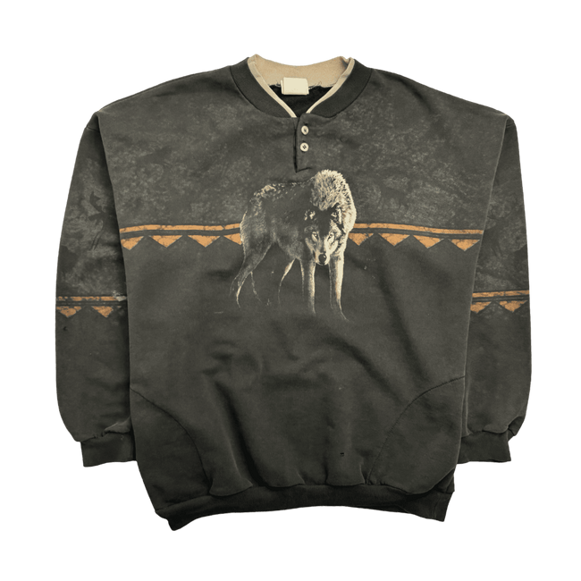 (XL) Vintage Nature Wolf Sweatshirt Black