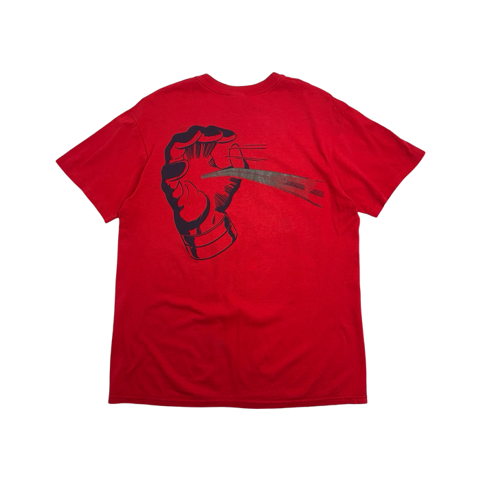 Vintage 1980’s Joe Satriani Surfing The Alien Silver Surfer Tee Red | Vitnage Clothing Store Canada