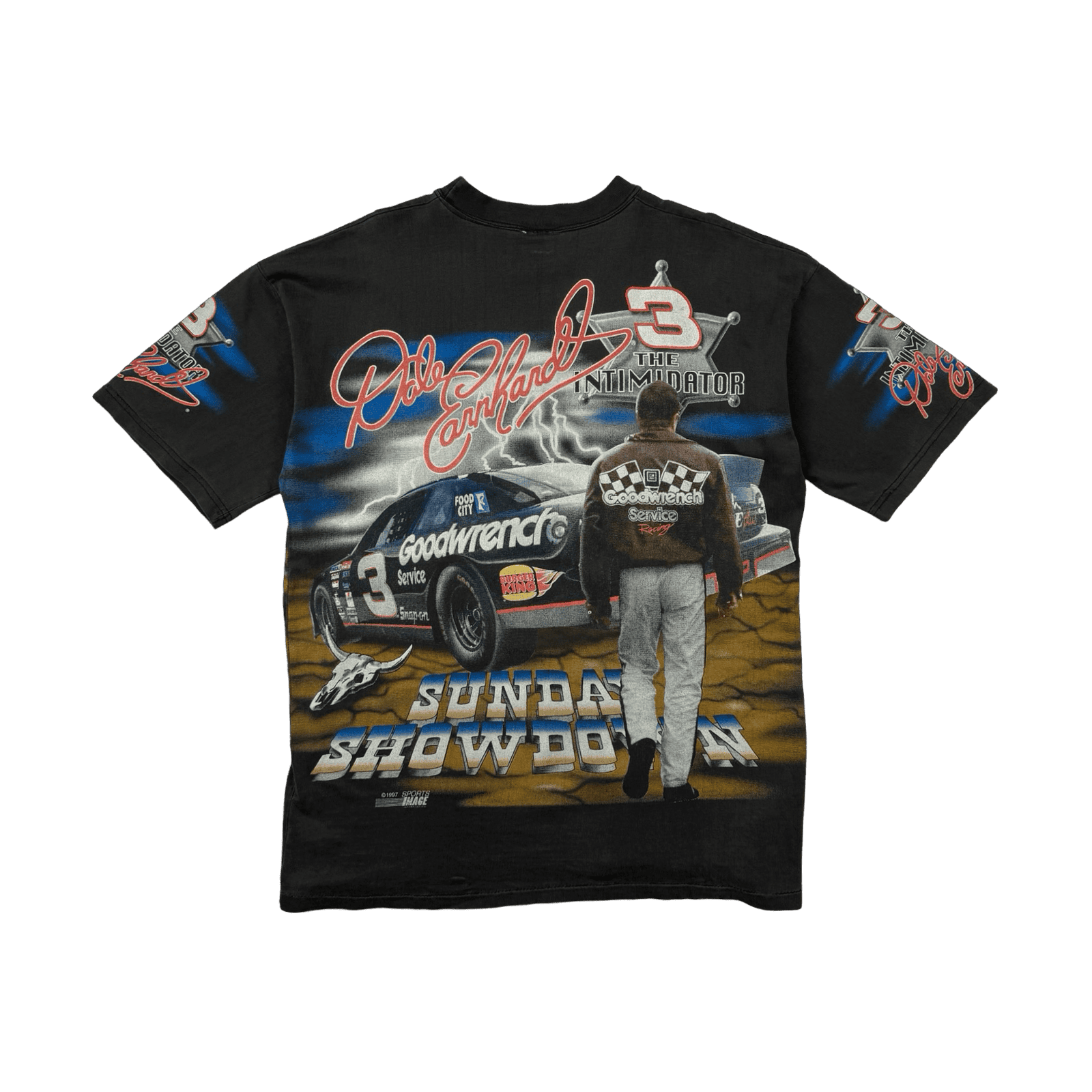 Vintage 1997 Nascar Dale Earnhardt AOP Tee Black