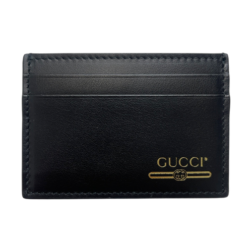 Gucci Gold Lettering Card Holder Black | Vintage Clothing Store Canada