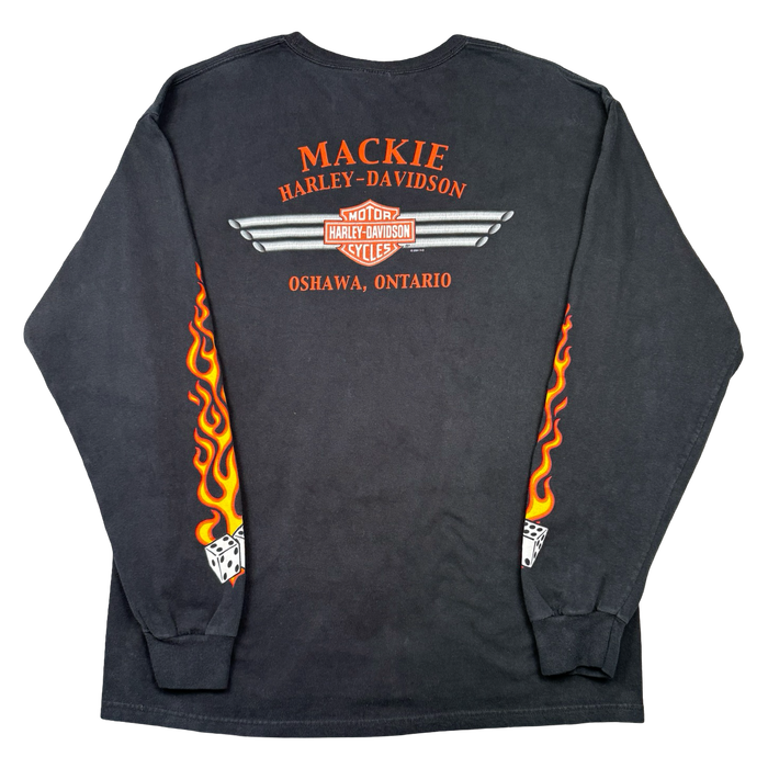 Vintage Harley Davidson Flame Dice Sleeve L/S Tee Black | Vitnage Clothing Store Canada