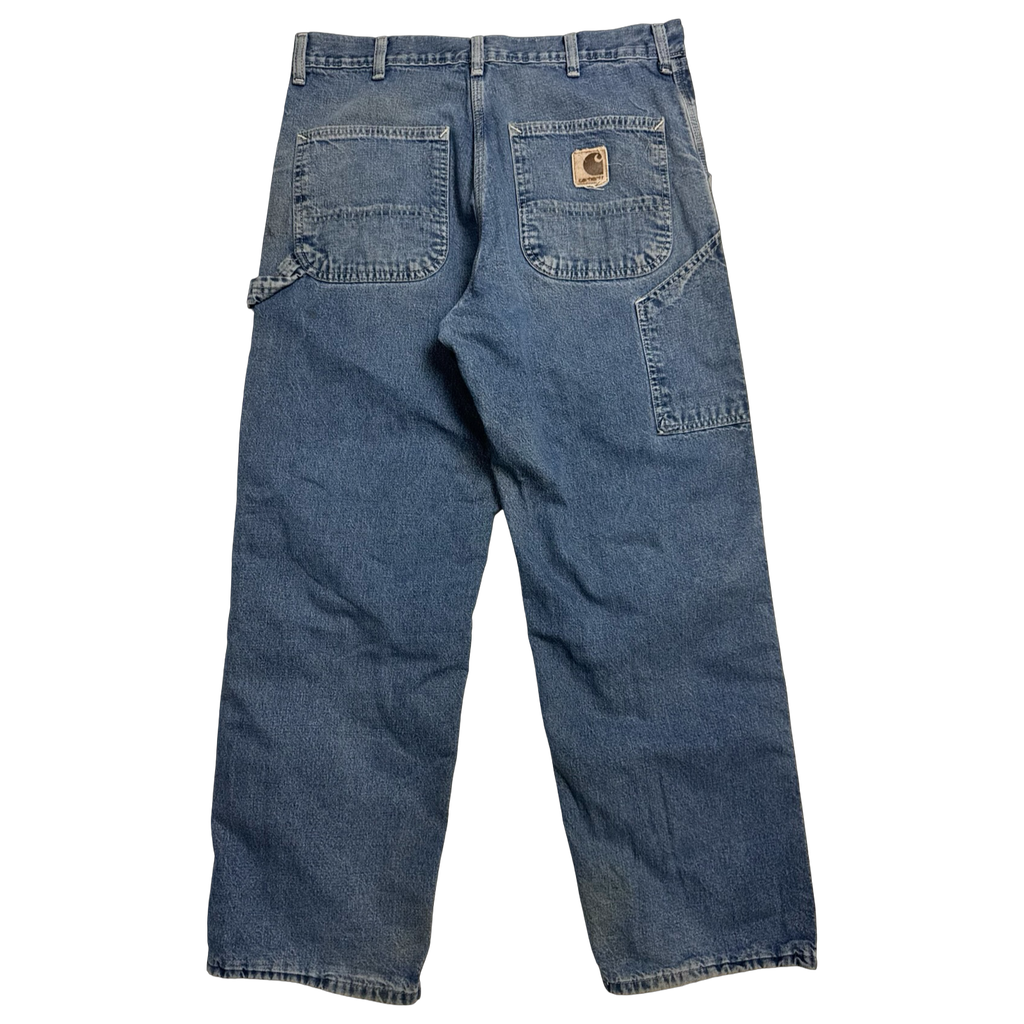 Carhartt Plaid Lined Carpenter Denim Pants