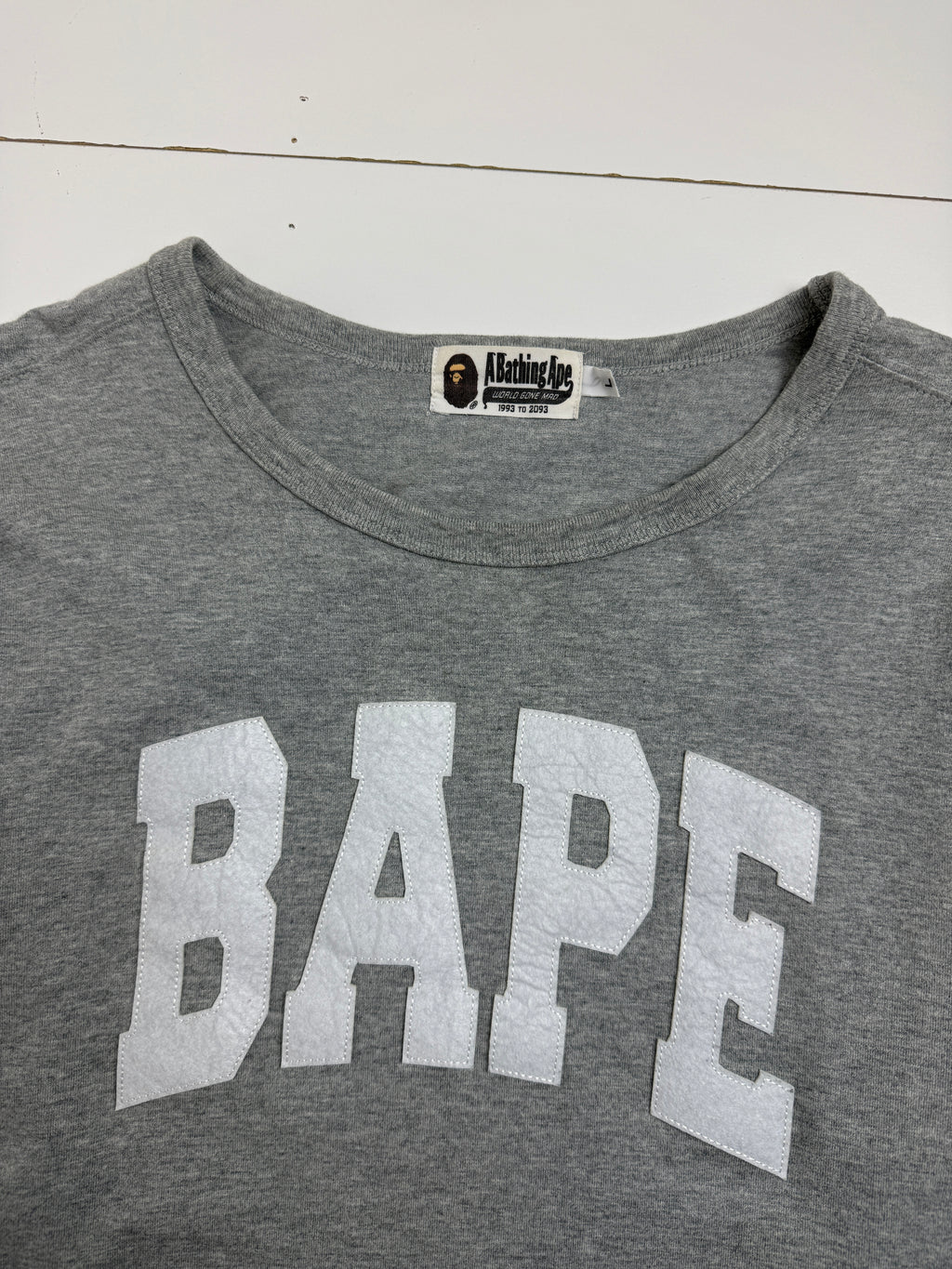 BAPE Spell Out Logo L/S Tee Grey (USED)