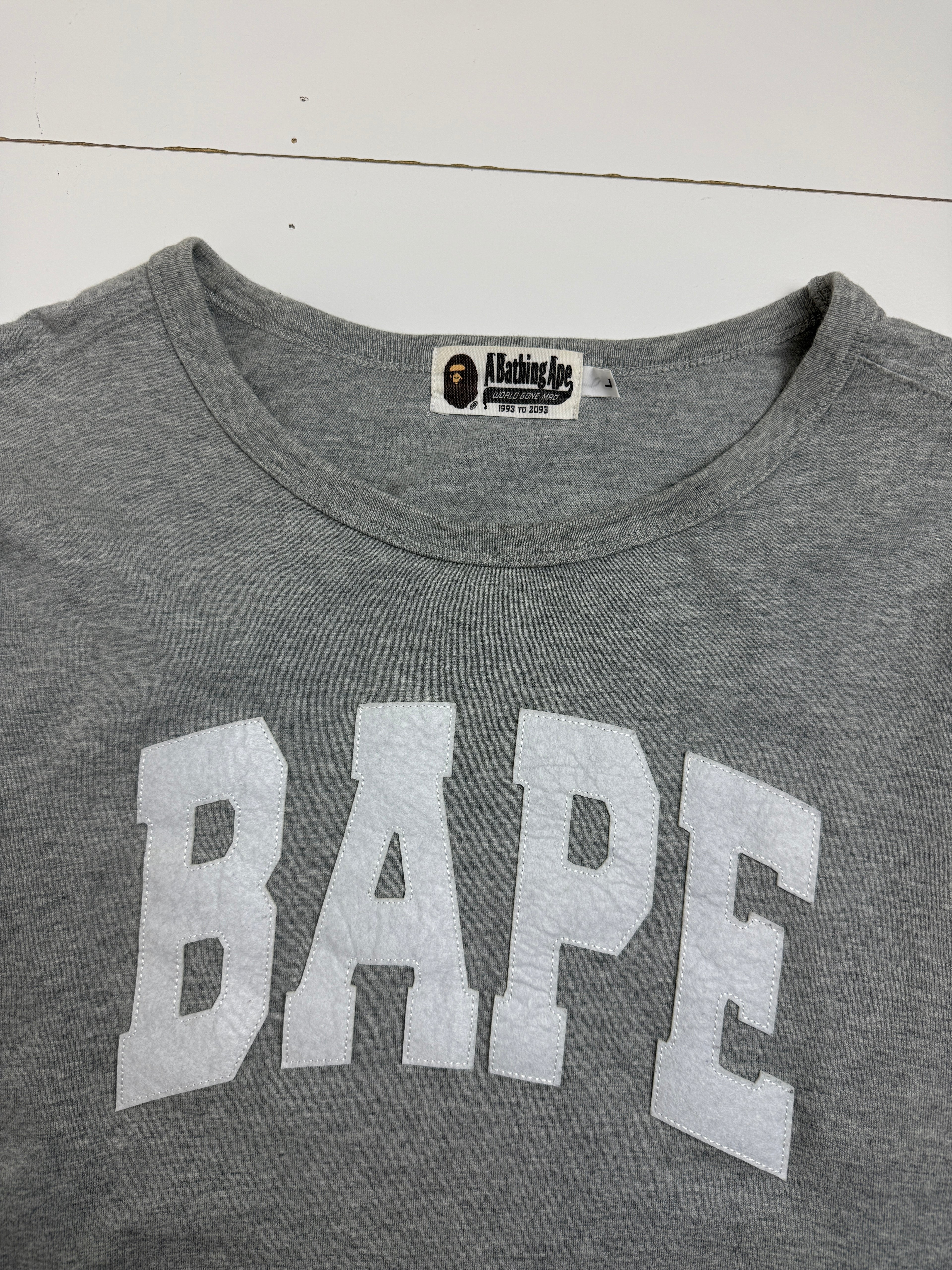 BAPE Spell Out Logo L/S Tee Grey (USED)