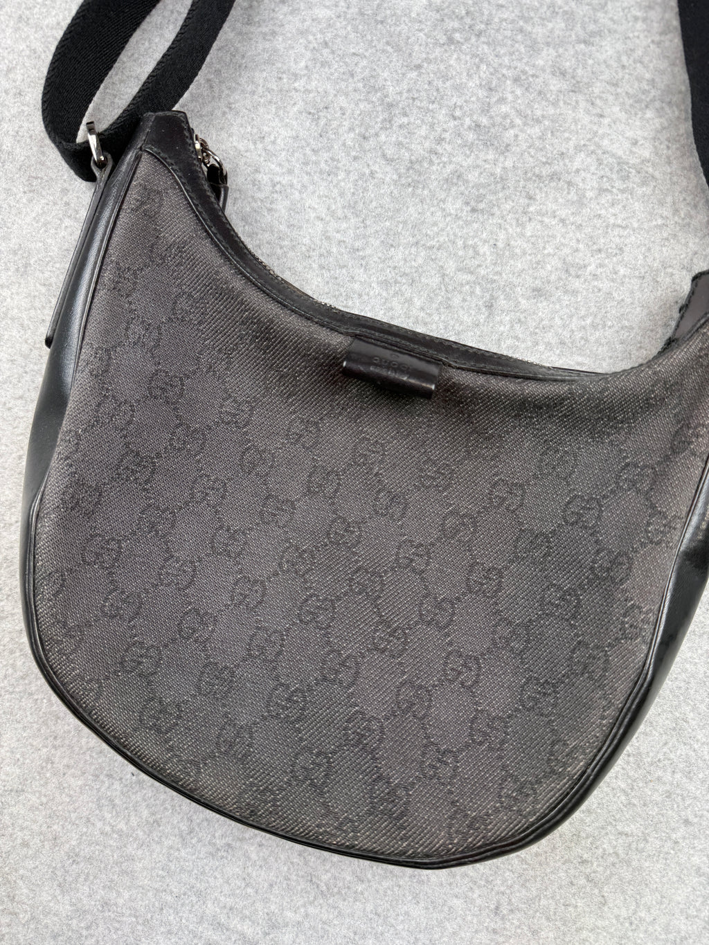 Gucci GG Canvas Half Moon Shoulder Bag Black