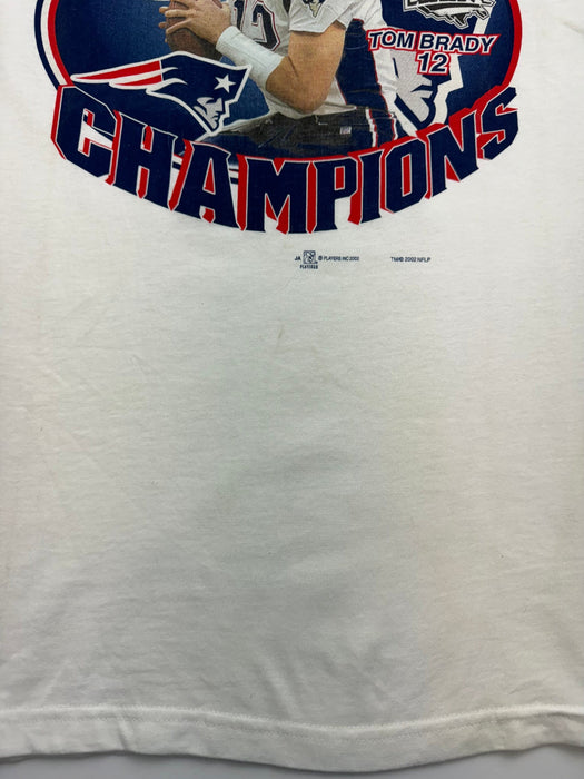 (L) Vintage '02 Tom Brady Super Bowl XXXVI Tee White | Vitnage Clothing Store Canada