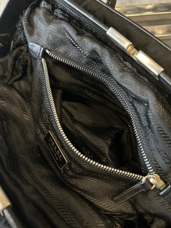 Prada Tessuto Framed Satchel Black
