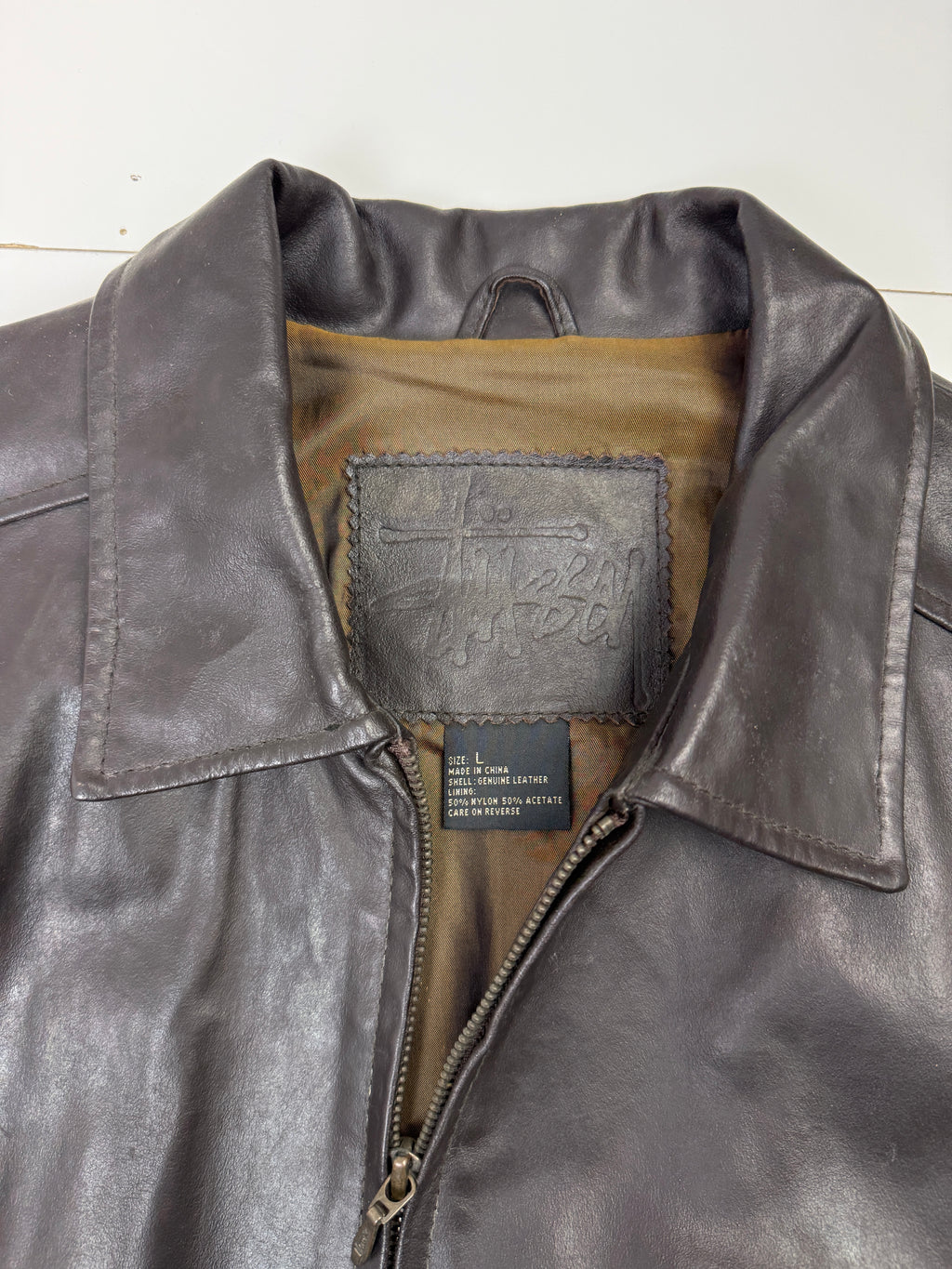 Vintage Stussy Leather Jacket Brown