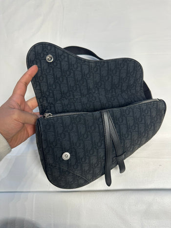 Dior Oblique Jacquard Saddle Bag Black