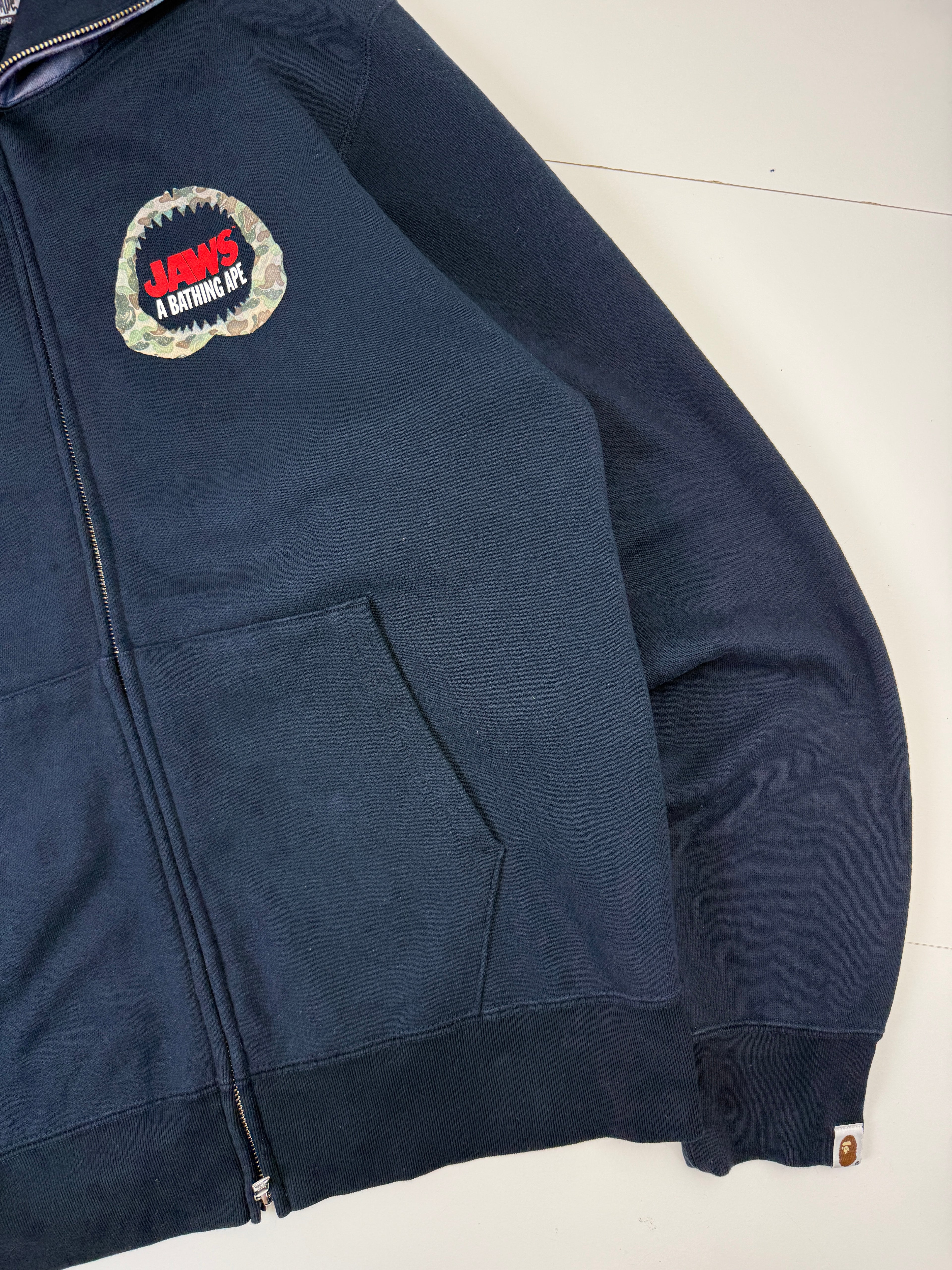 BAPE Jaws Shark Full Zip Sweater Navy (USED)