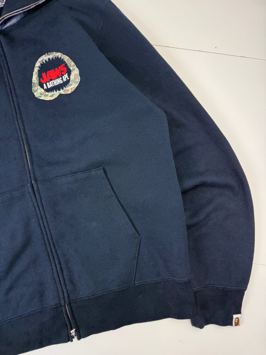 BAPE Jaws Shark Full Zip Sweater Navy (USED) | Vitnage Clothing Store Canada