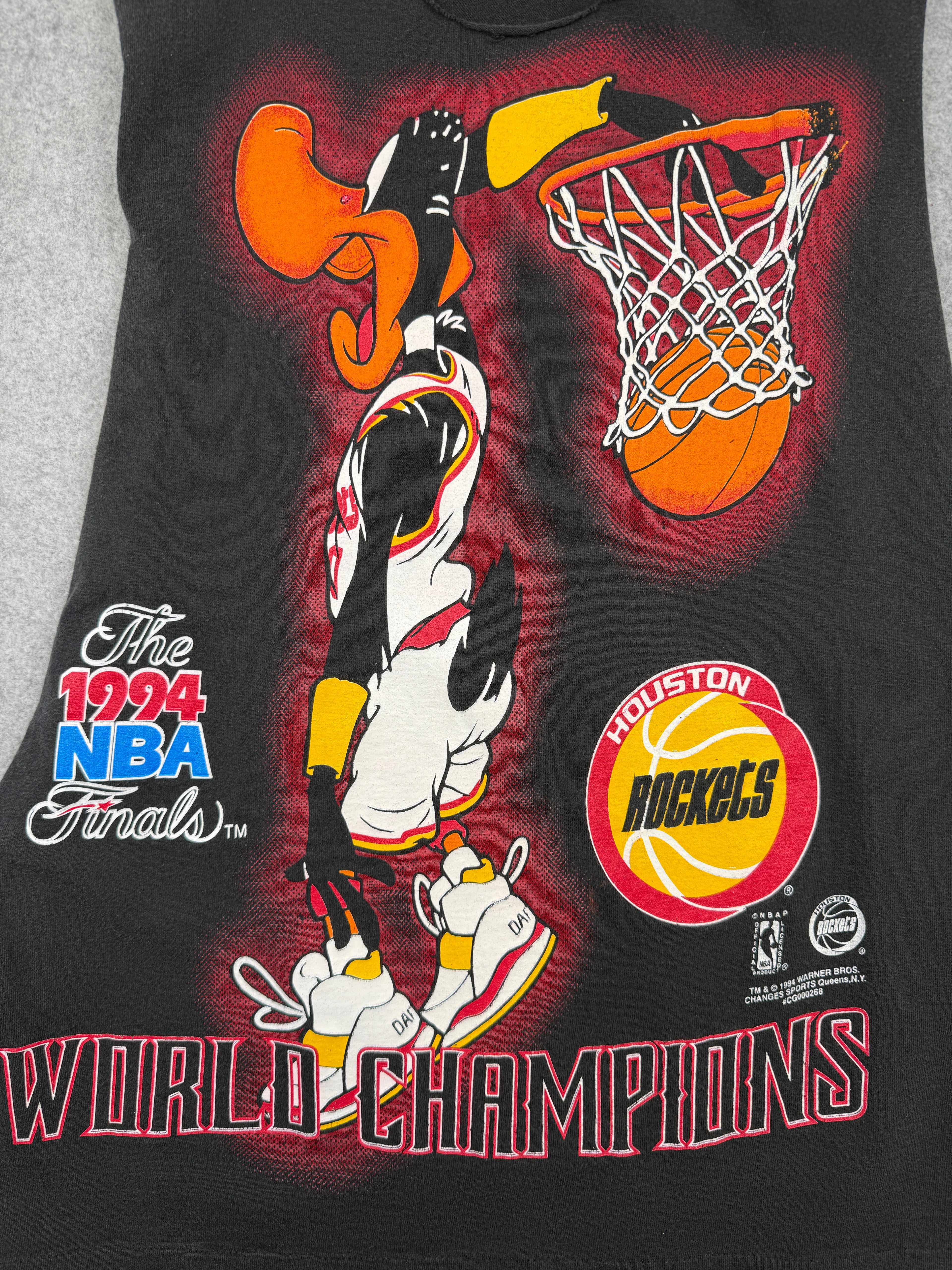 Vintage 1994 Daffy Duck House Rockets Sleeveless Tee Black