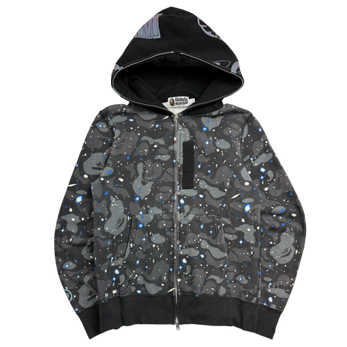 BAPE Space Camo Shark Full Zip Hoodie Black (USED) | Vintage Clothing Store Canada