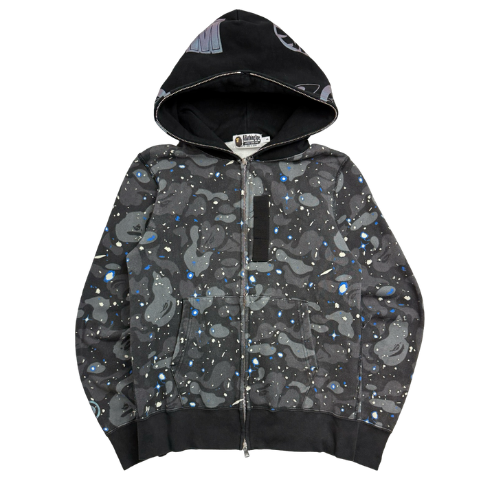BAPE Space Camo Shark Full Zip Hoodie Black (USED) | Vitnage Clothing Store Canada