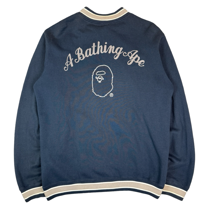 BAPE ASNKA Varsity Jacket Navy Blue (USED) | Vitnage Clothing Store Canada