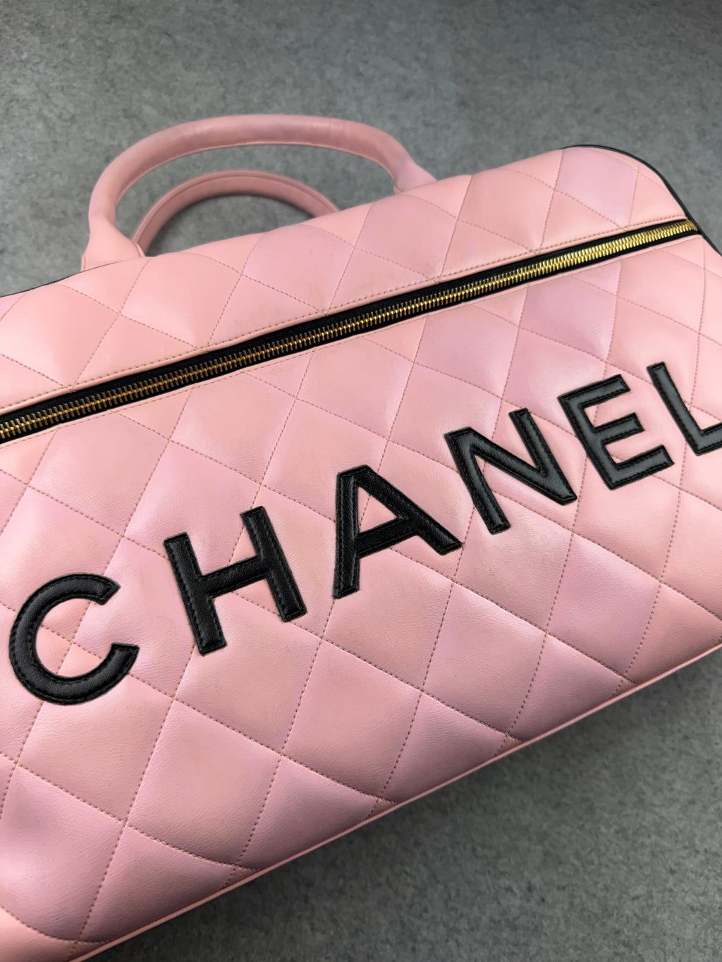 Chanel Quilted Leather Boston Bag Pink