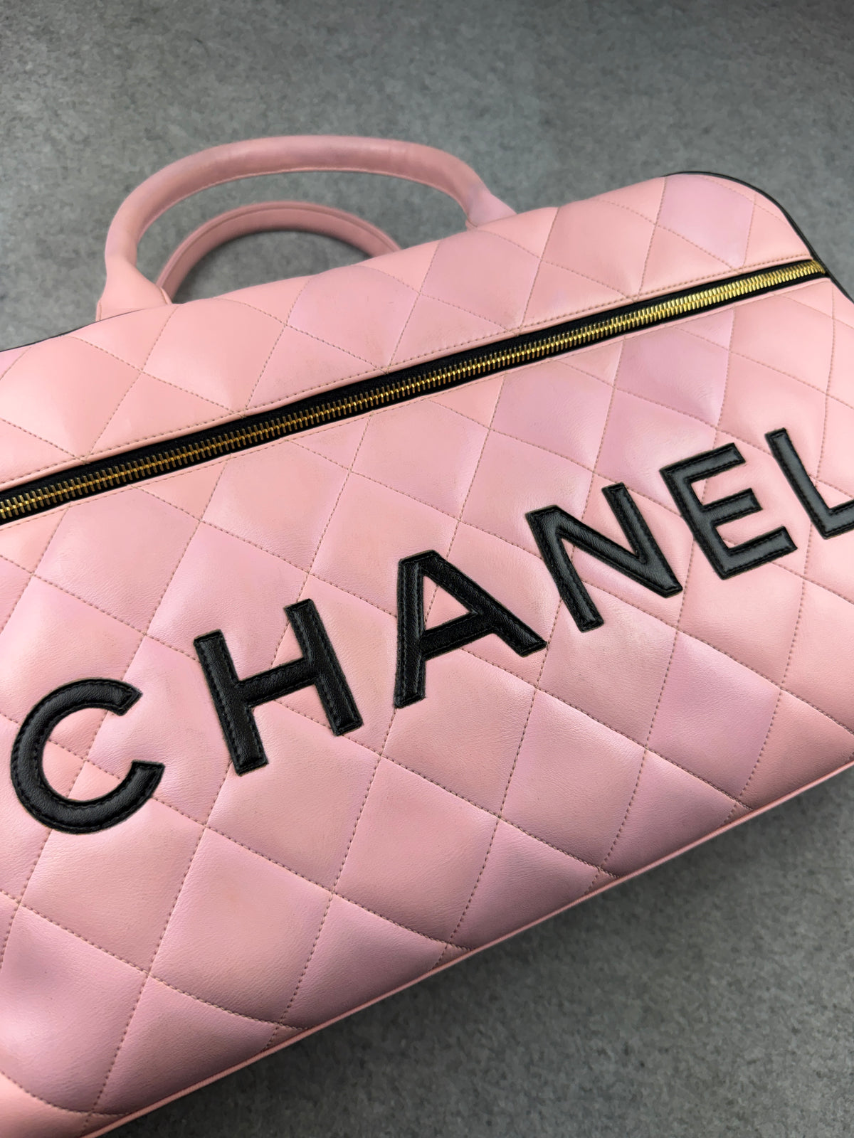 Chanel Quilted Leather Boston Bag Pink