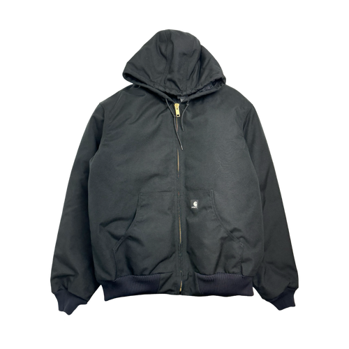 (XL) Carhartt Quilted Zip-Up Hooded Jacket Black | Vintage Clothing Store Canada