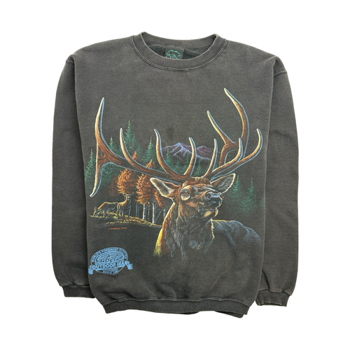 (S) Vintage Cabelas Deer Nature Sweatshirt Black | Vintage Clothing Store Canada