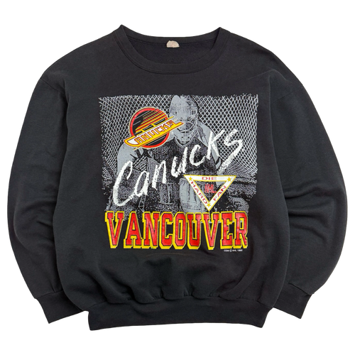 Vintage 1990 Vancouver Canucks Sweatshirt Black | Vintage Clothing Store Canada