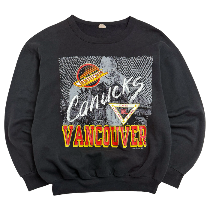 Vintage 1990 Vancouver Canucks Sweatshirt Black | Vitnage Clothing Store Canada